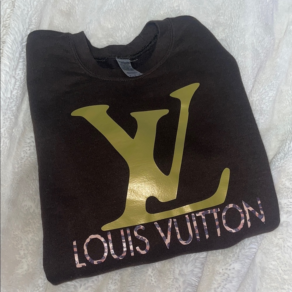 Louis Vuitton Black and Gold Logo Sweatshirt